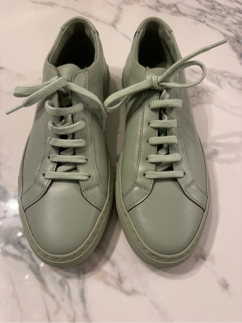 Women’s Common Projects Minimalist Leather Sneakers in Sage Green